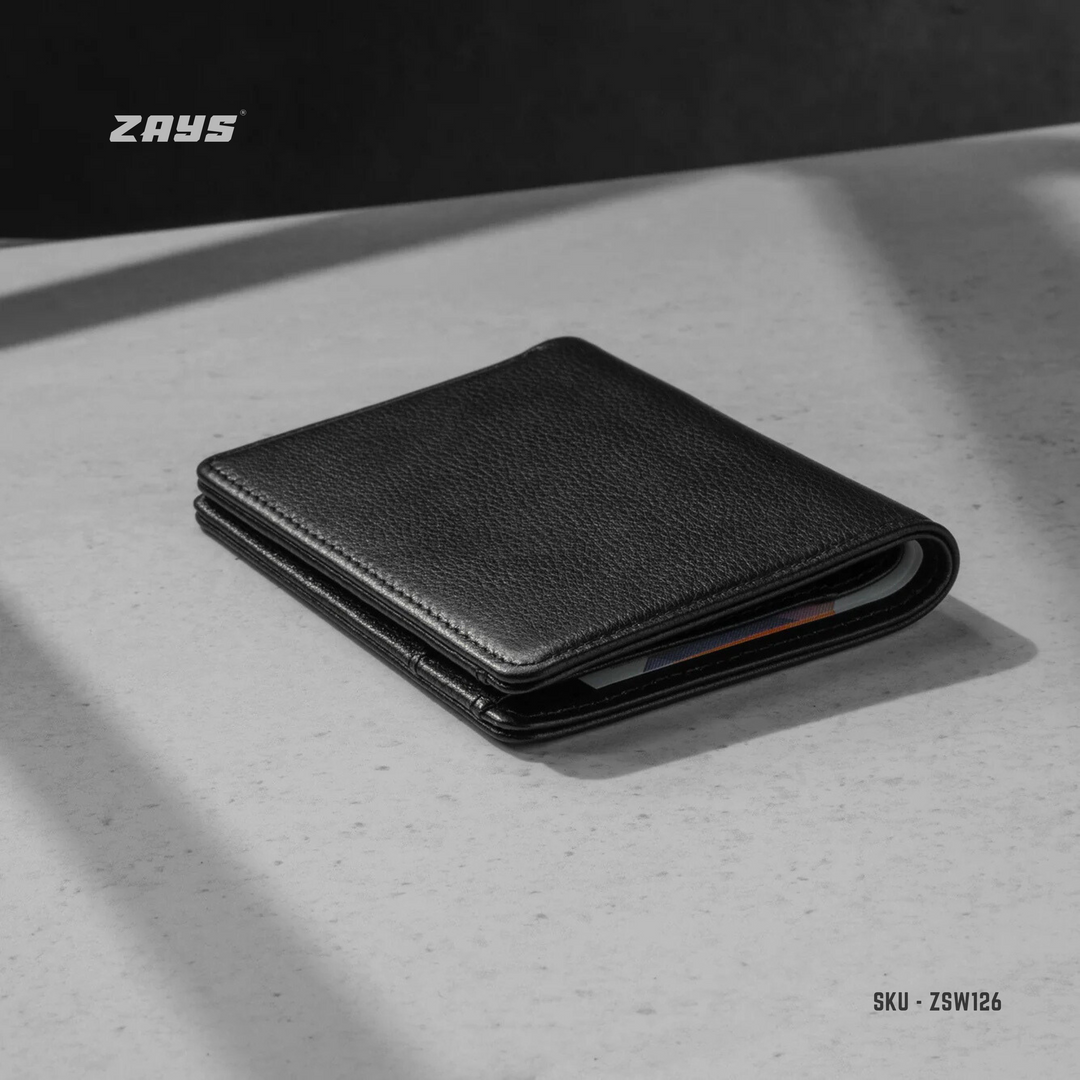 ZAYS Premium Handcrafted Slim Bifold Leather Short Wallet for Men & Women - Personalized Top-Grain Leather Wallet - Compact, Durable & Stylish