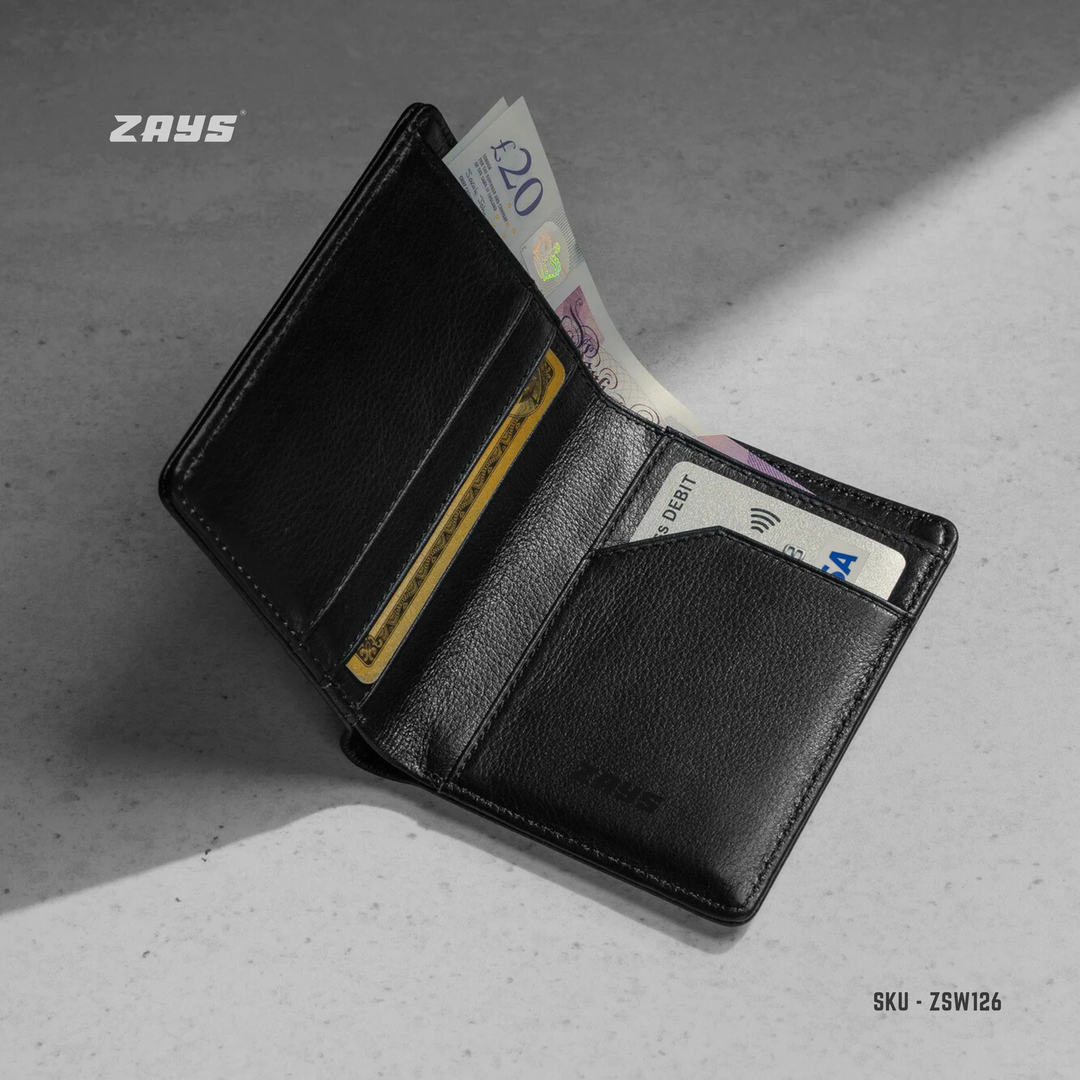 ZAYS Premium Handcrafted Slim Bifold Leather Short Wallet for Men & Women - Personalized Top-Grain Leather Wallet - Compact, Durable & Stylish