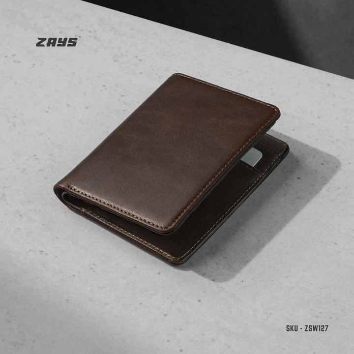 Zays Premium Handcrafted Slim Bifold Leather Short Wallet for Men & Women - Personalized Top-Grain Leather Wallet - Compact, Durable & Stylish