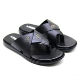 Zays Leather Sandal For Men (Black) - ZA102