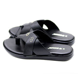 Zays Leather Sandal For Men (Black) - ZA102