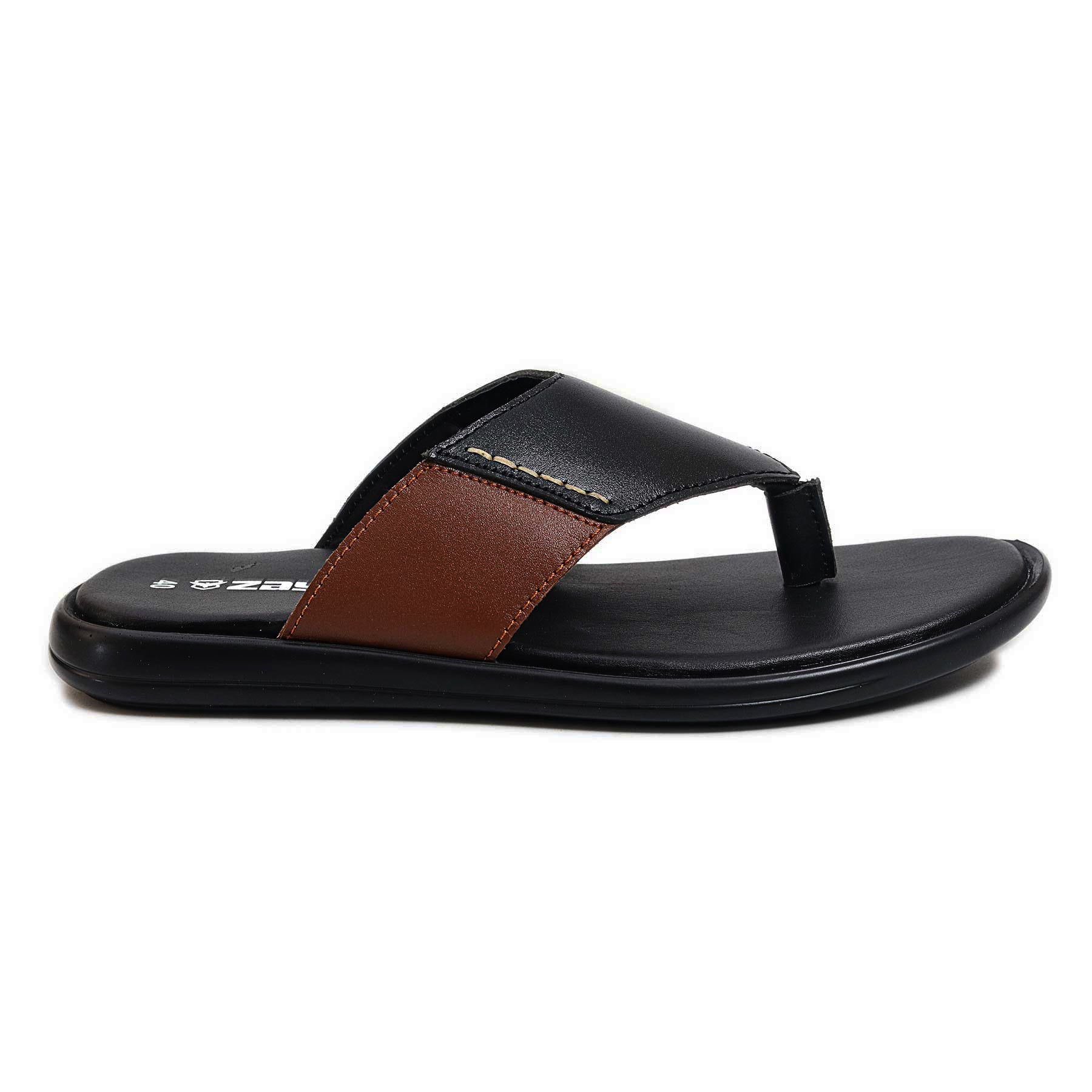 Zays Leather Sandal For Men (Black) - ZA03