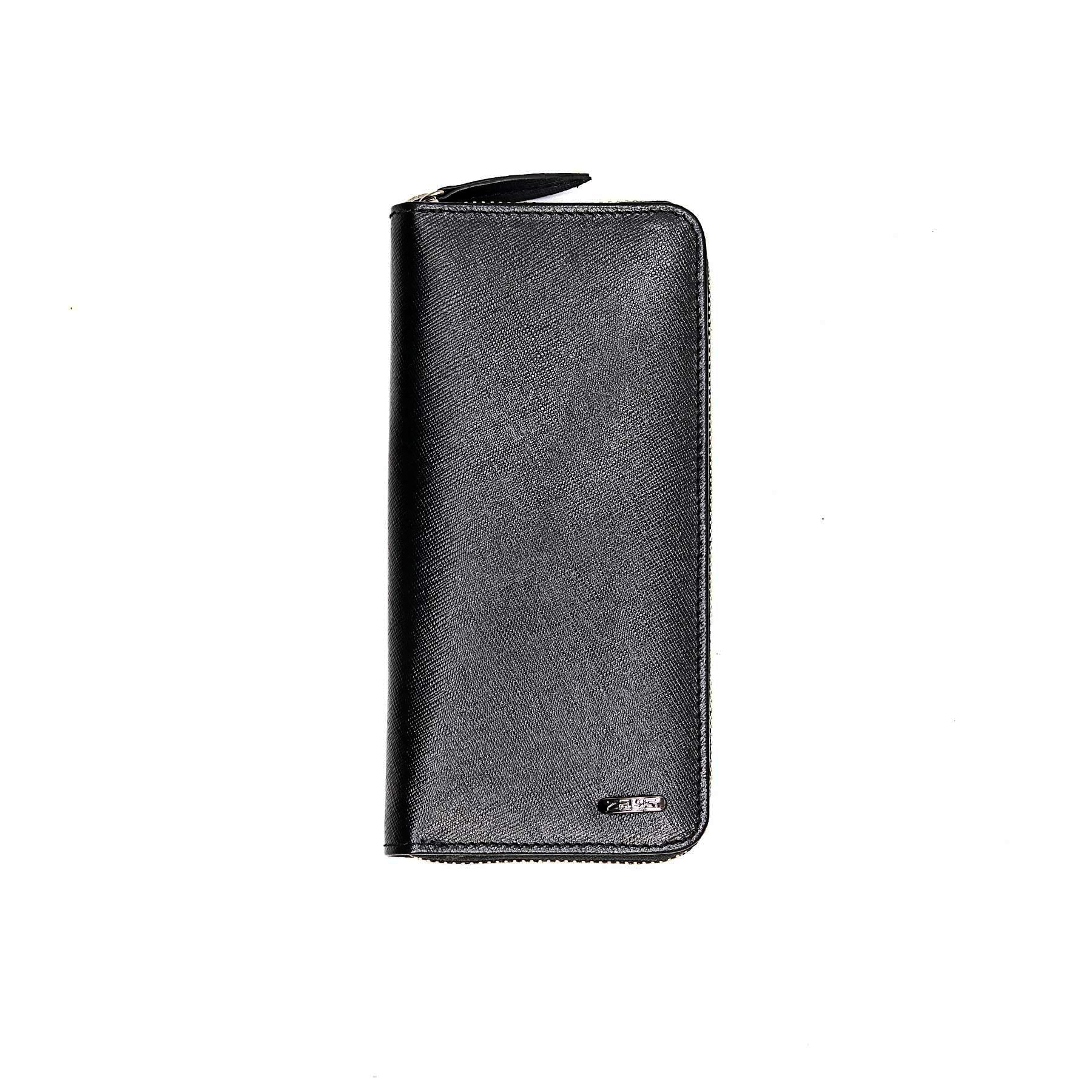 Zays Premium Leather Multifunctional Long Mobile Wallet for Unisex - Black - WL31