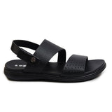 Zays Leather Sandal For Men (Black) - ZA02