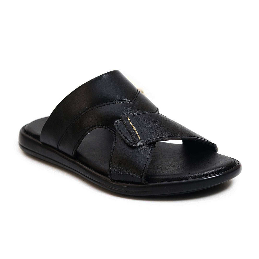 Zays Leather Sandal For Men (Black) - ZA05