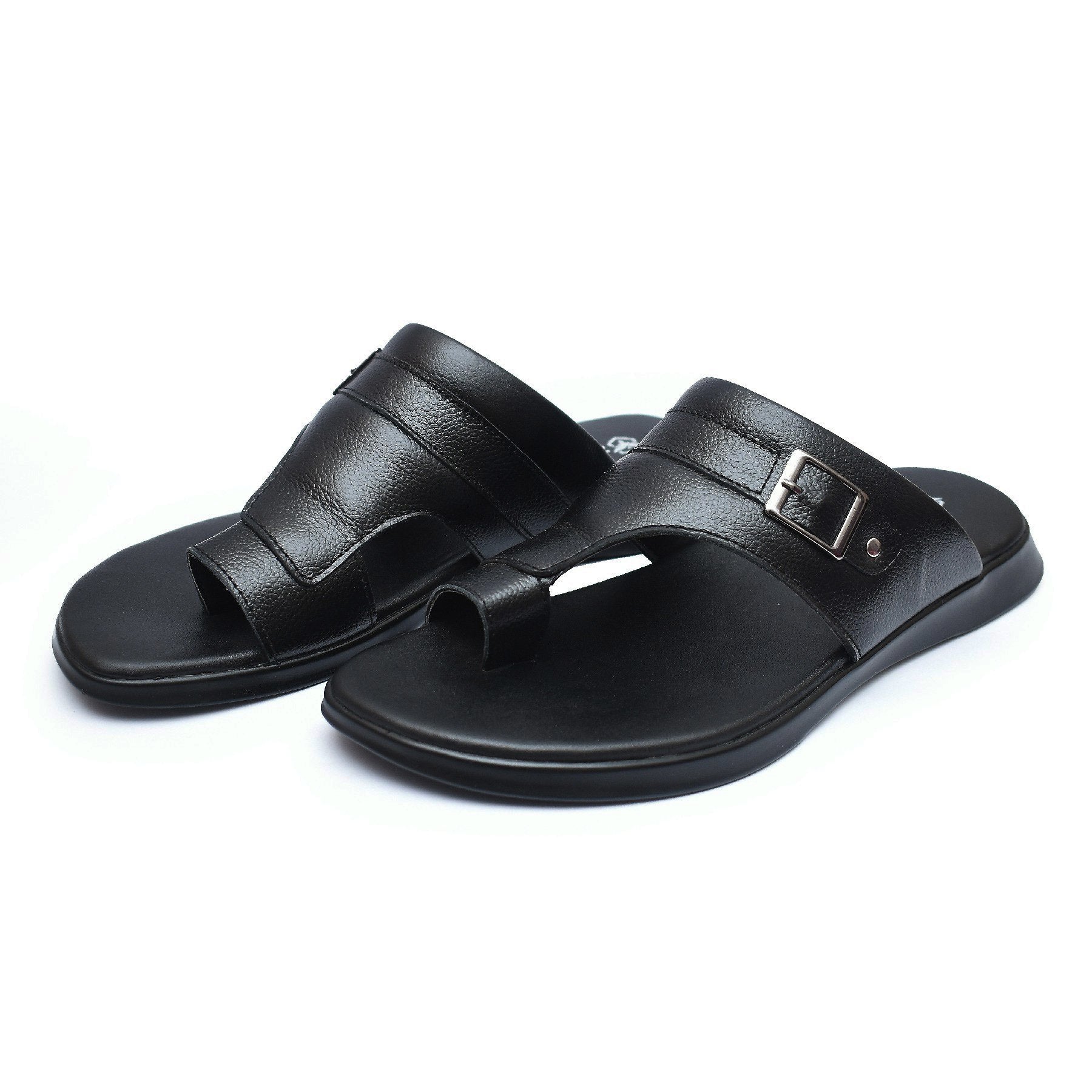 Zays Leather Sandal For Men (Black) - ZAYS-A-68