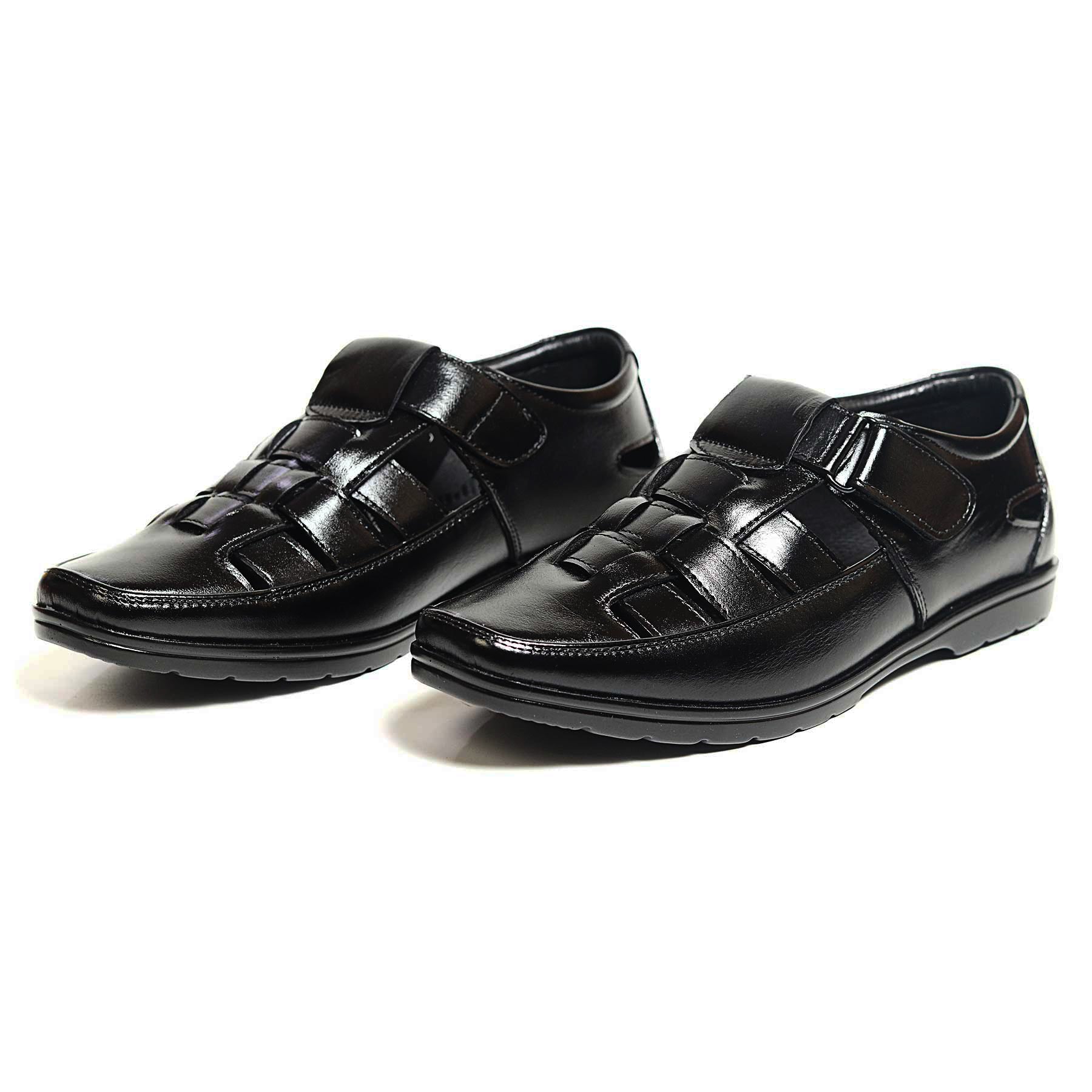 Zays Leather Premium Close Sandal For Men (Black) - SF84
