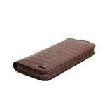 Zays Premium Leather Multifunctional Long Mobile Wallet for Unisex - Dark Chocolate - WL37