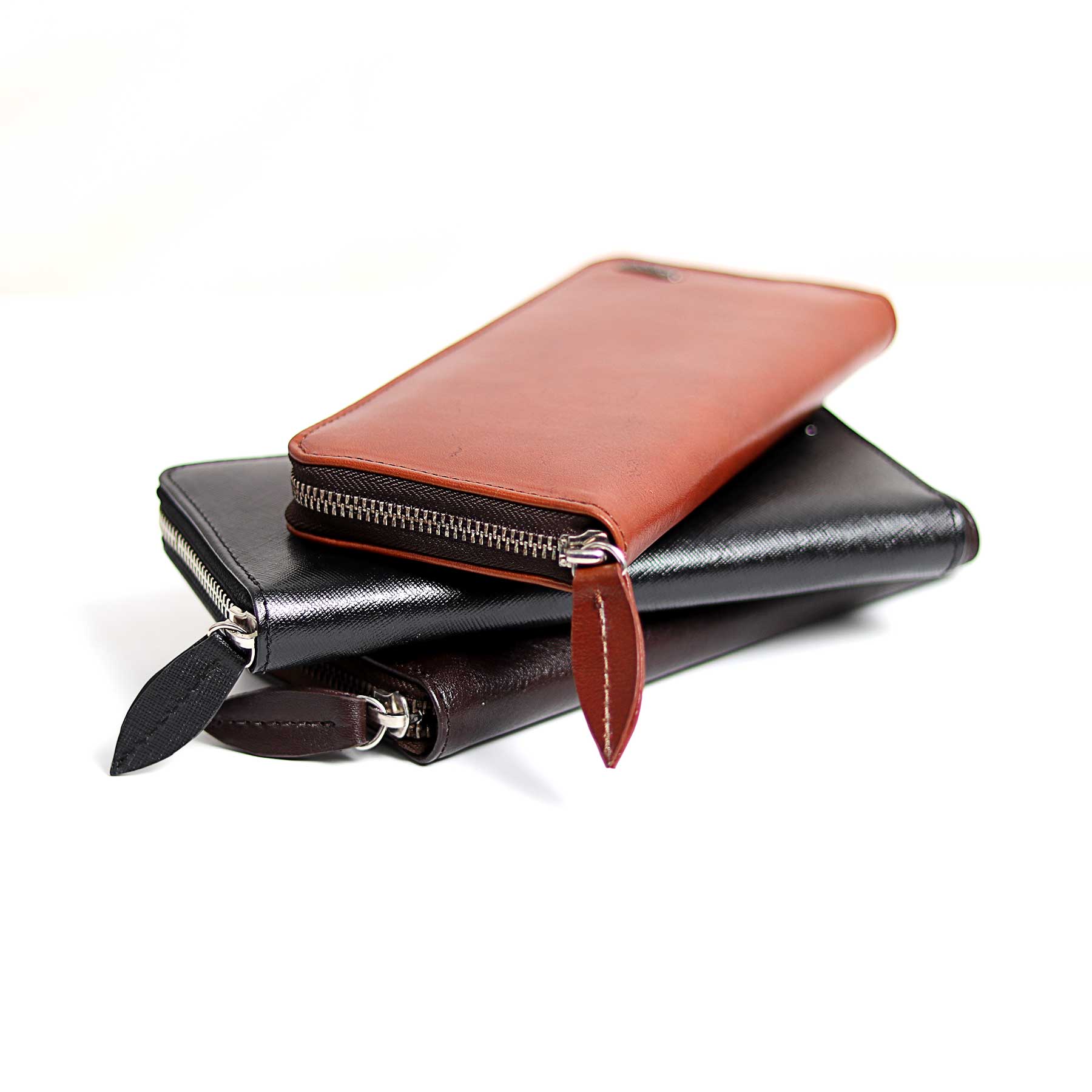 Zays Premium Leather Multifunctional Long Mobile Wallet for Unisex - Brown - WL39