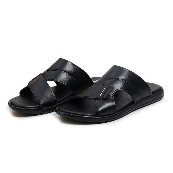 Zays Leather Sandal For Men (Black) - ZA05