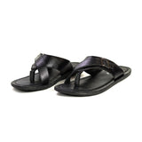 Zays Leather Sandal For Men (Black) - AD71