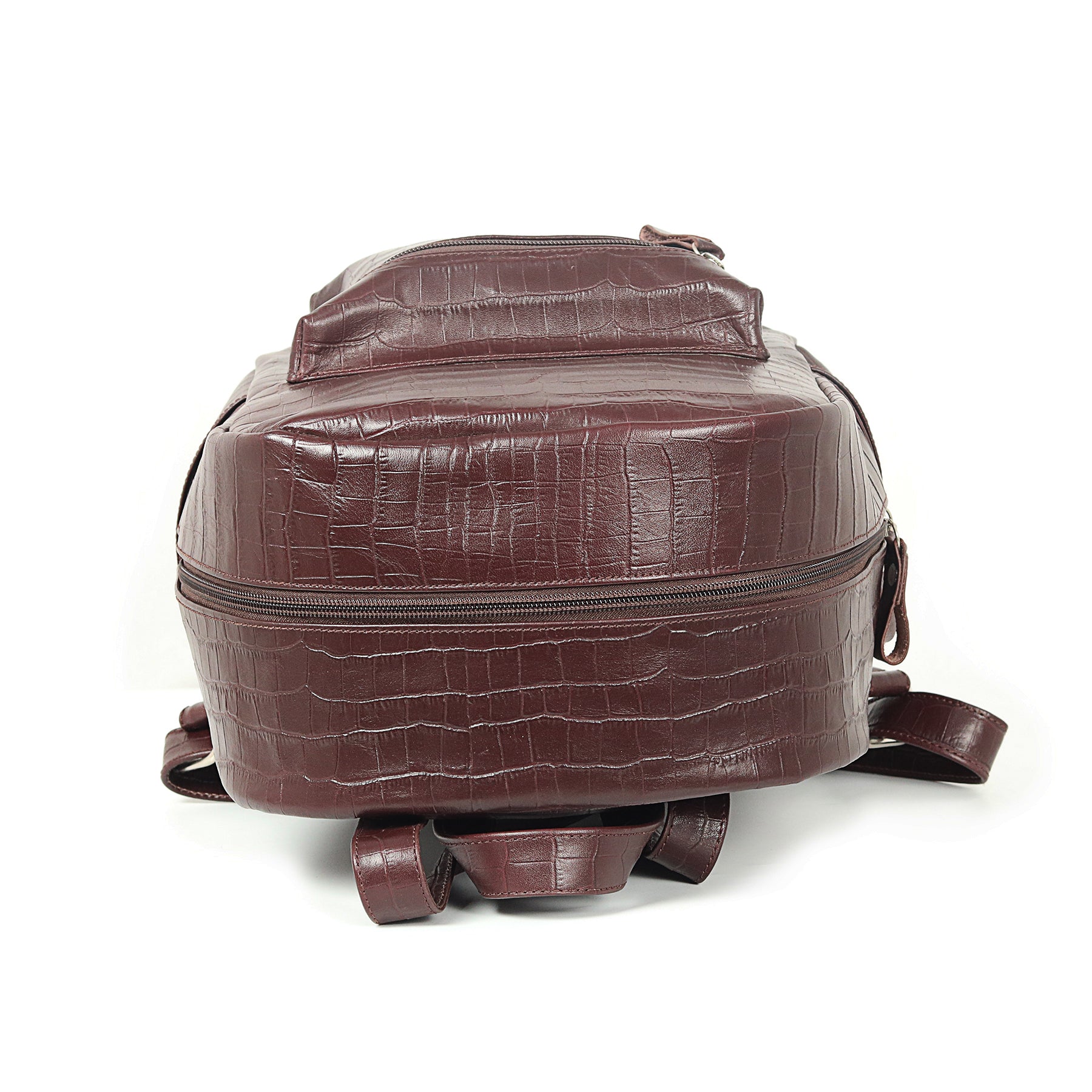 Zays Crocodile Embossed Leather Backpack (Chocolate) - ZAYSBG07