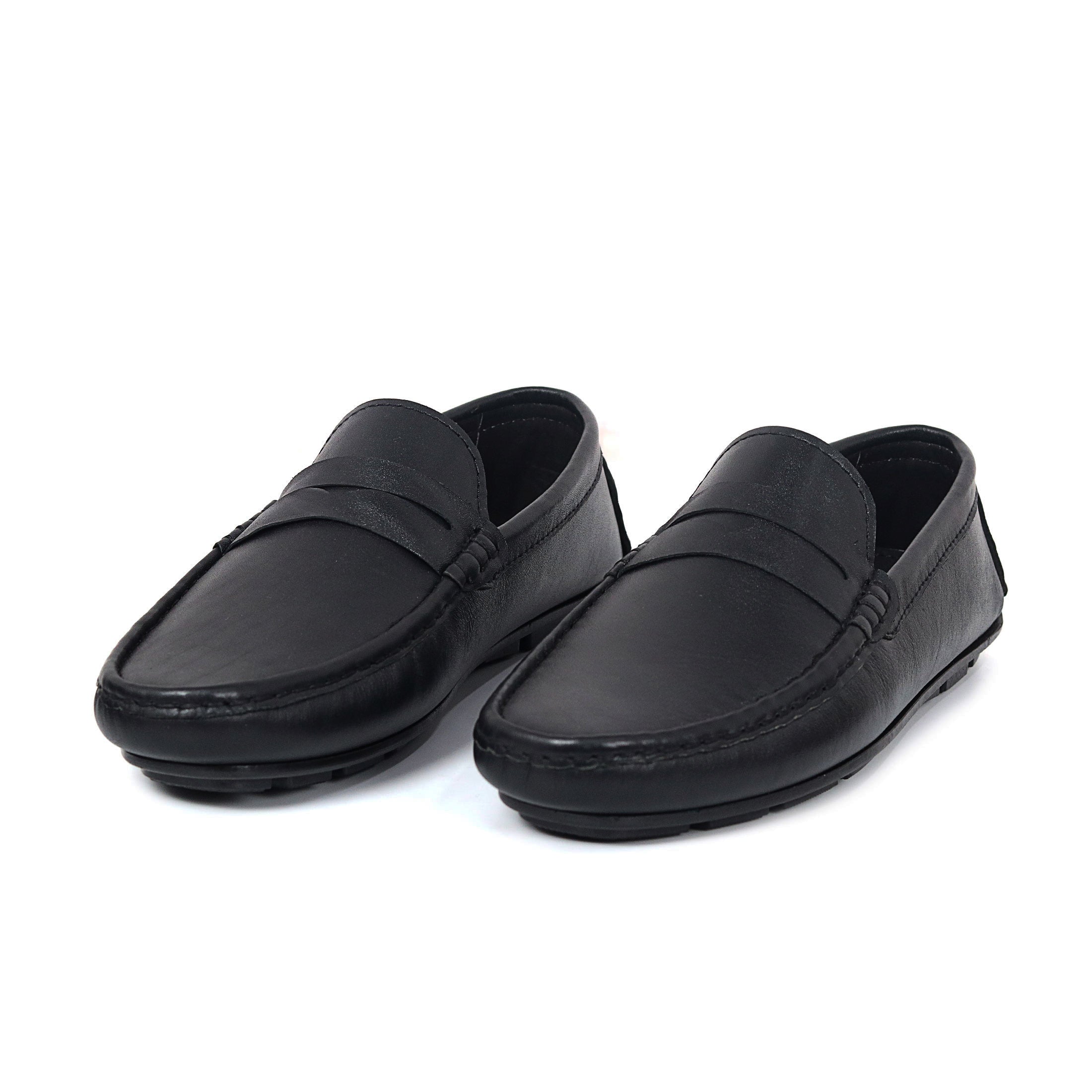Zays Leather Loafer Shoe For Men (Black) - SF75