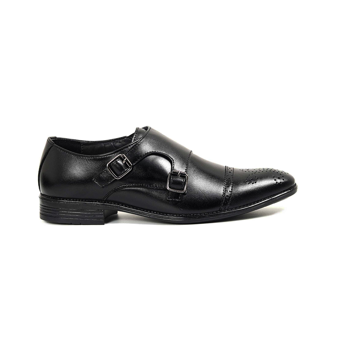 Zays Premium Leather Double Monk Strap Formal Shoe For Men (Black) - ZAYSSF39