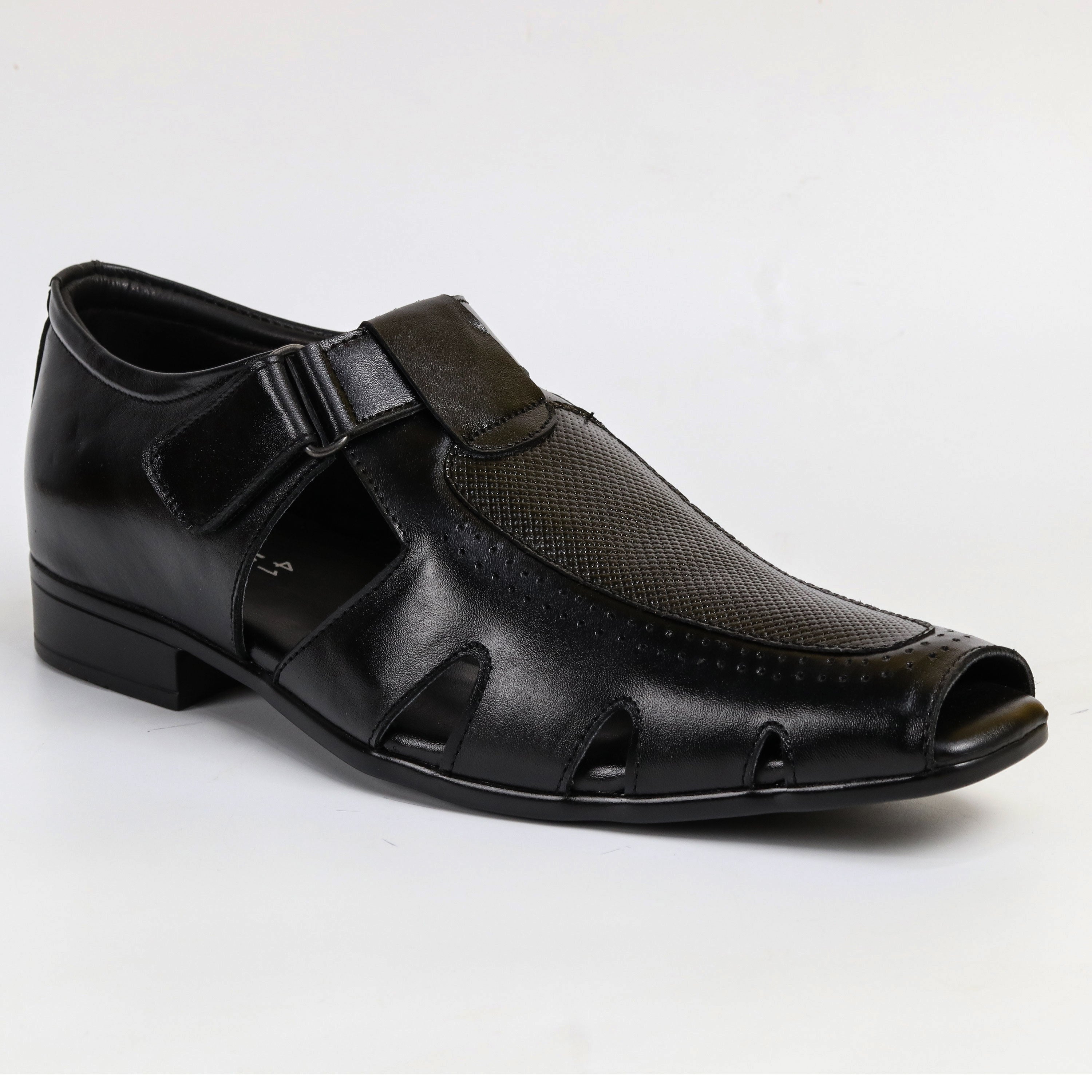 Zays Leather Premium Close Sandal For Men (Black) - ZAYSSF07
