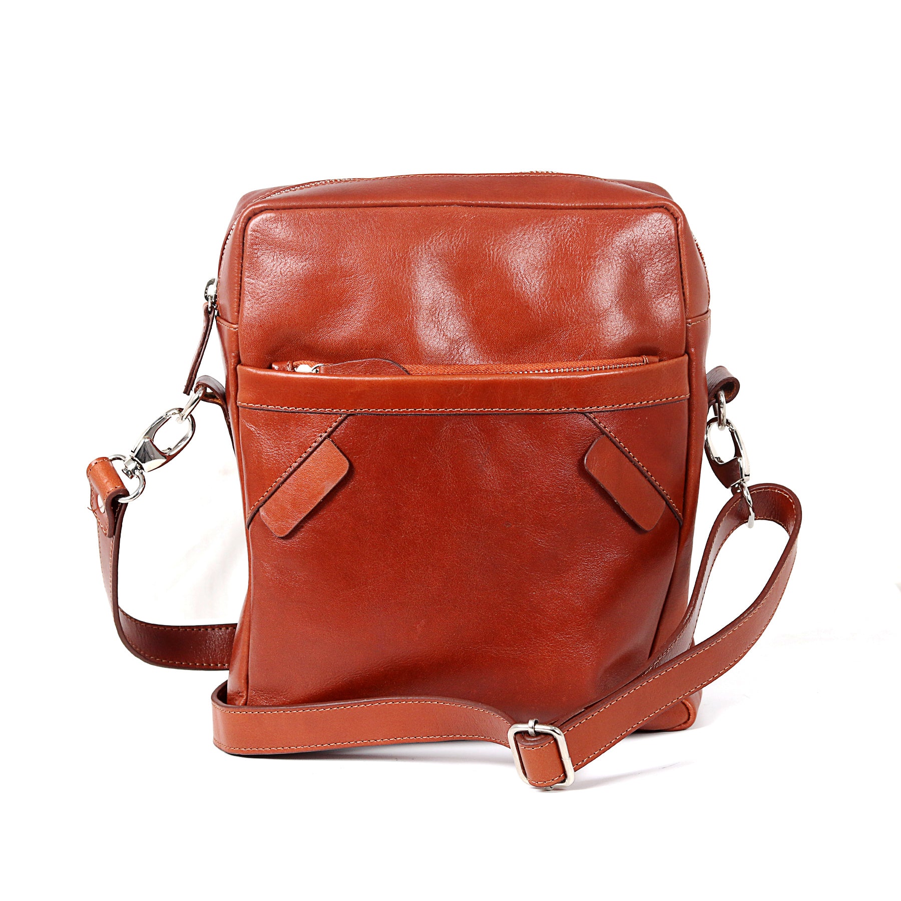 Zays Premium Oil Pull Up Leather Messenger Bag (Red Brown) - ZAYSBG06