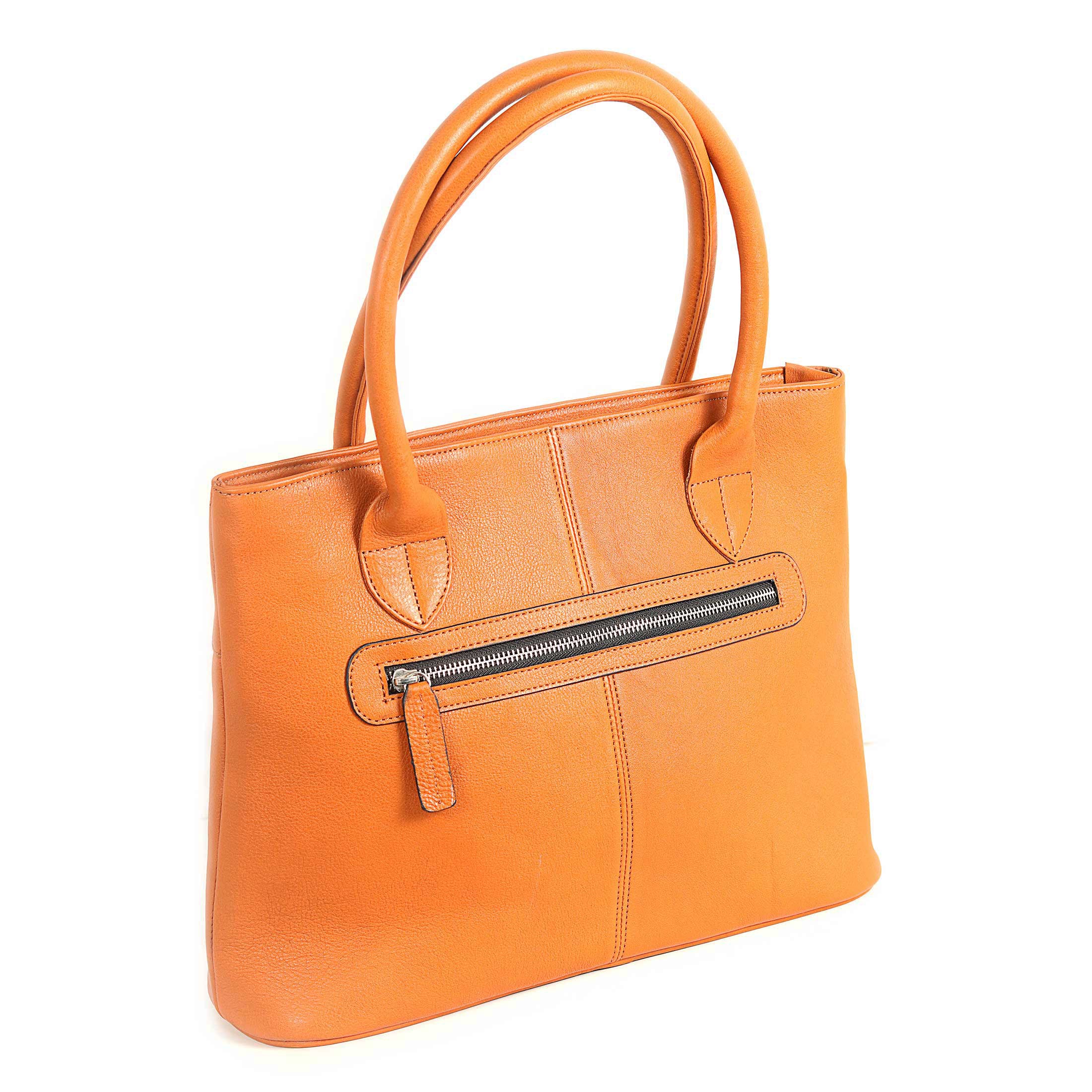 Zays Premium Leather Fashionable Ladies Tote Bag (Orange) - ZAYSBG12