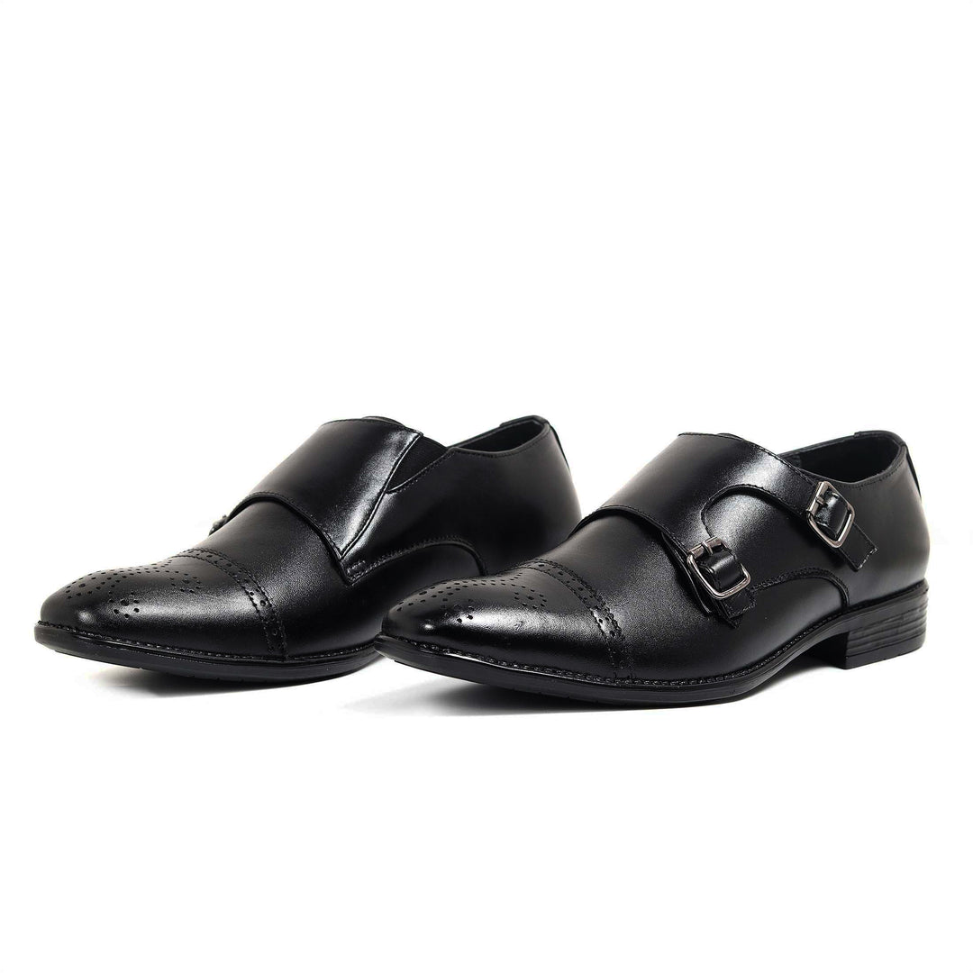 Zays Premium Leather Double Monk Strap Formal Shoe For Men (Black) - ZAYSSF39