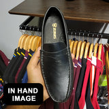 Zays Leather Loafer Shoe For Men (Black) - SF75