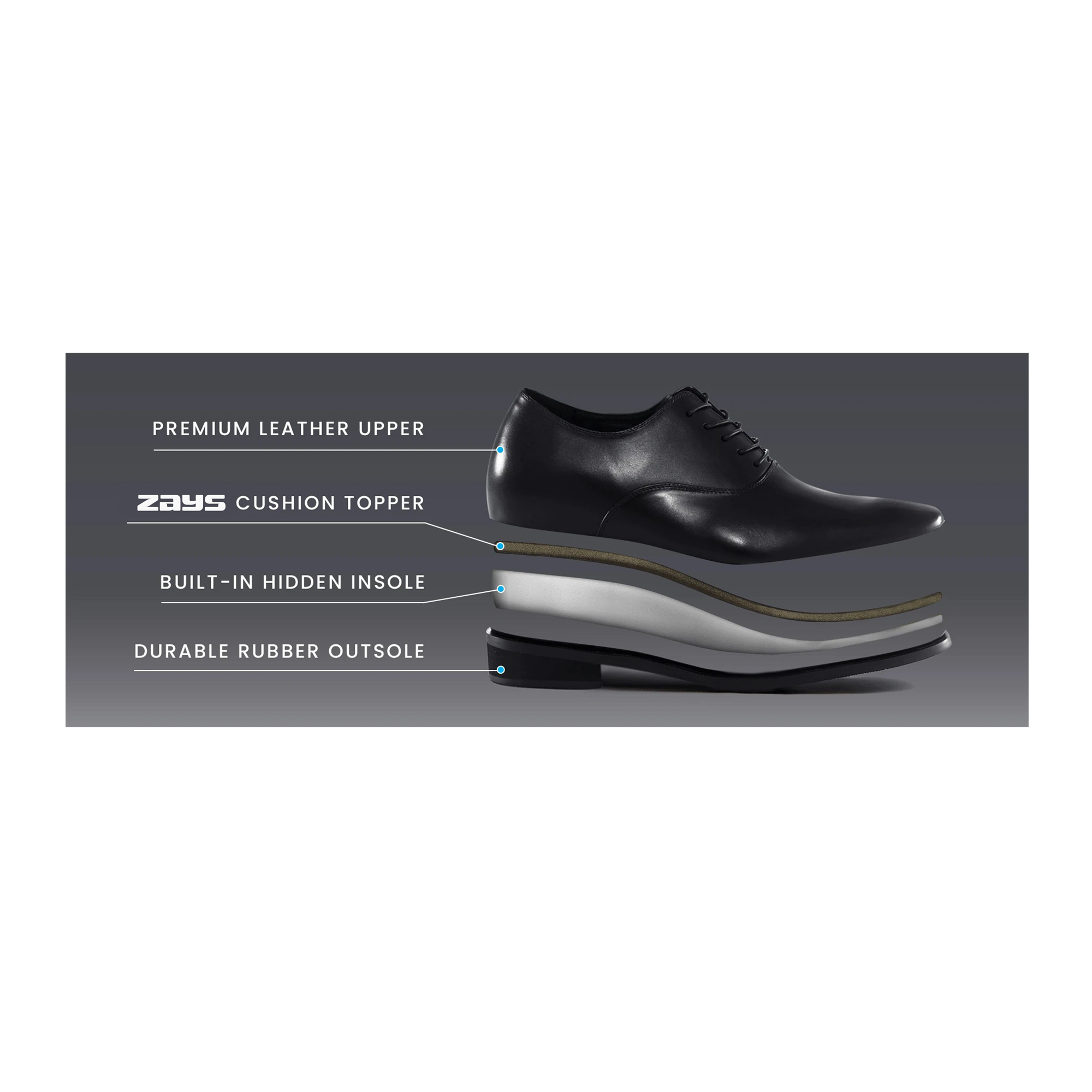 Zays Leather Premium Formal Shoe For Men (Black) - SF101