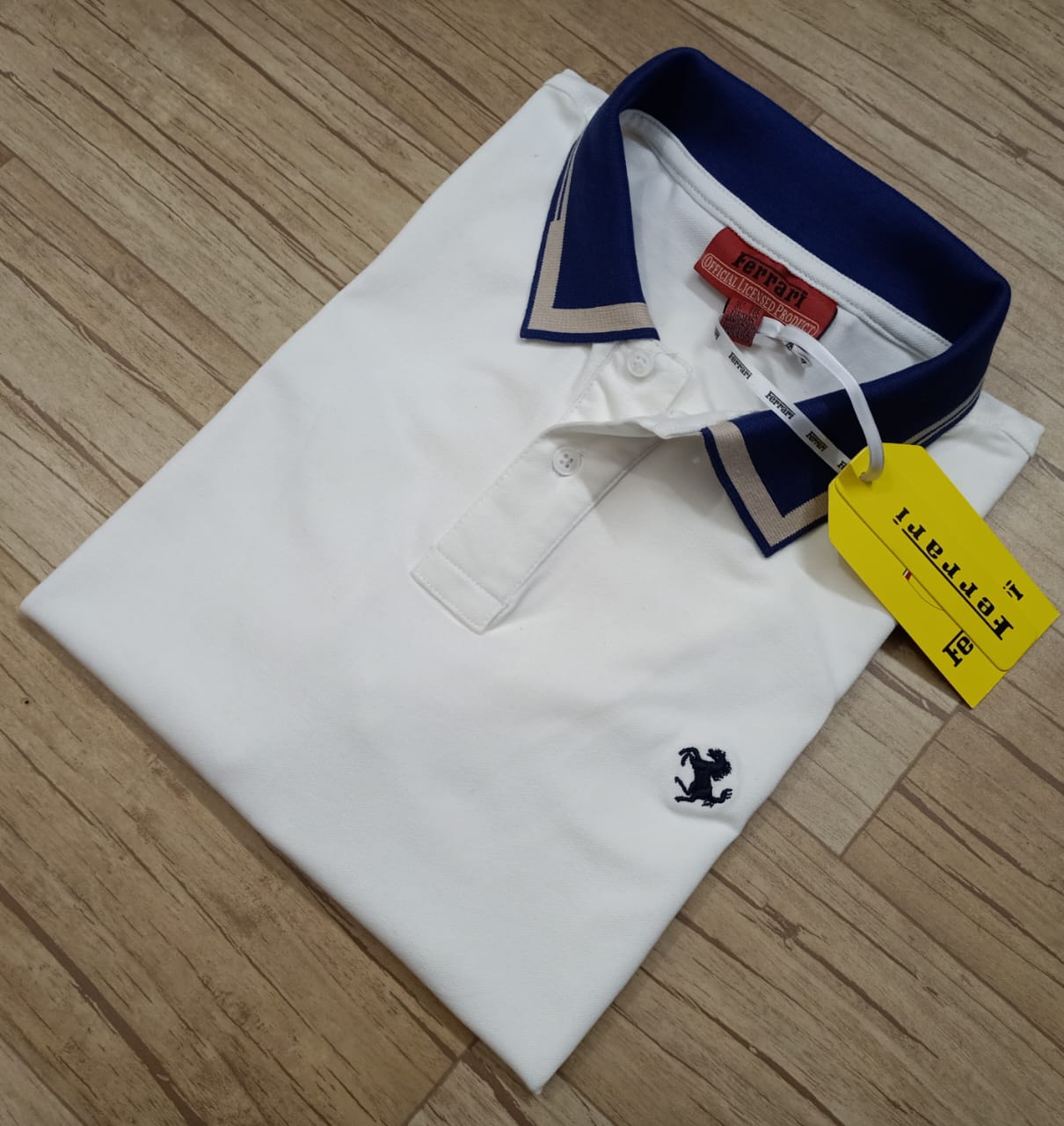 Imported Super Premium Cotton Polo Shirt For Men (ZFERRARI02) - White