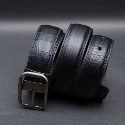 Zays Handcrafted Genuine Leather Belt for Men – Premium Quality, Adjustable, Stylish & Durable (ZMB122-Black) - Image 2