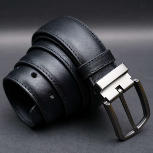 Zays Handcrafted Genuine Leather Belt for Men – Premium Quality, Adjustable, Stylish & Durable (ZMB134-Black) - Image 2
