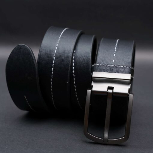 Zays Handcrafted Genuine Leather Belt for Men – Premium Quality, Adjustable, Stylish & Durable (ZMB132-Black) - Image 2