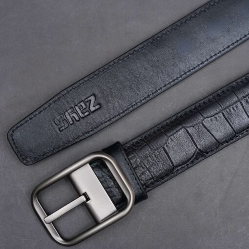 Zays Handcrafted Genuine Leather Belt for Men – Premium Quality, Adjustable, Stylish & Durable (ZMB122-Black) - Image 4