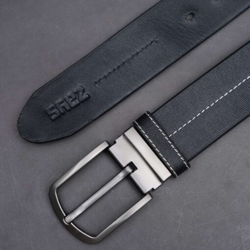 Zays Handcrafted Genuine Leather Belt for Men – Premium Quality, Adjustable, Stylish & Durable (ZMB132-Black) - Image 5