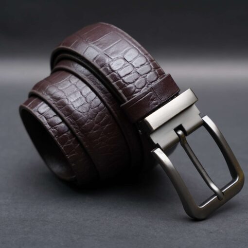 Zays Handcrafted Genuine Leather Belt for Men – Premium Quality, Adjustable, Stylish & Durable (ZMB128-Chocolate) - Image 1