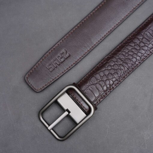 Zays Handcrafted Genuine Leather Belt for Men – Premium Quality, Adjustable, Stylish & Durable (ZMB123-Chocolate) - Image 1