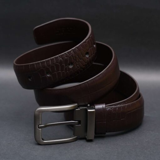 Zays Handcrafted Genuine Leather Belt for Men – Premium Quality, Adjustable, Stylish & Durable (ZMB128-Chocolate) - Image 2