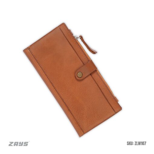 3~1 Zays Premium Full-Grain Leather Long Wallet - Elegant, Durable, and Functional (ZLW103-Brown) - Image 1