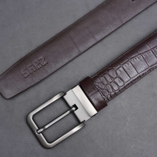 Zays Handcrafted Genuine Leather Belt for Men – Premium Quality, Adjustable, Stylish & Durable (ZMB128-Chocolate) - Image 4