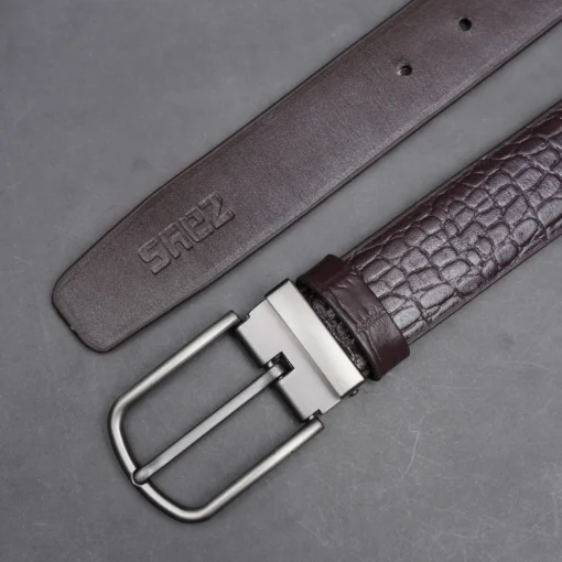 Zays Handcrafted Genuine Leather Belt for Men – Premium Quality, Adjustable, Stylish & Durable (ZMB135-Chocolate) - Image 3