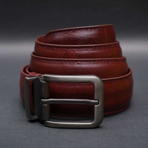 Zays Handcrafted Genuine Leather Belt for Men – Premium Quality, Adjustable, Stylish & Durable (ZMB129-Red Brown) - Image 3