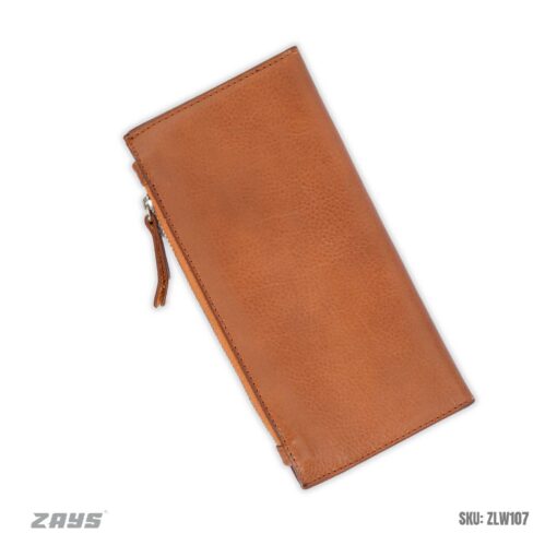 Zays Premium Full-Grain Leather Long Wallet - Elegant, Durable, and Functional (ZLW103-Brown) - Image 9