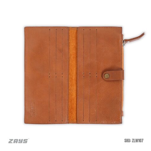 Zays Premium Full-Grain Leather Long Wallet - Elegant, Durable, and Functional (ZLW103-Brown) - Image 8