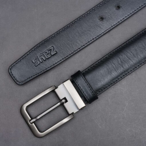 Zays Handcrafted Genuine Leather Belt for Men – Premium Quality, Adjustable, Stylish & Durable (ZMB130-Black) - Image 3