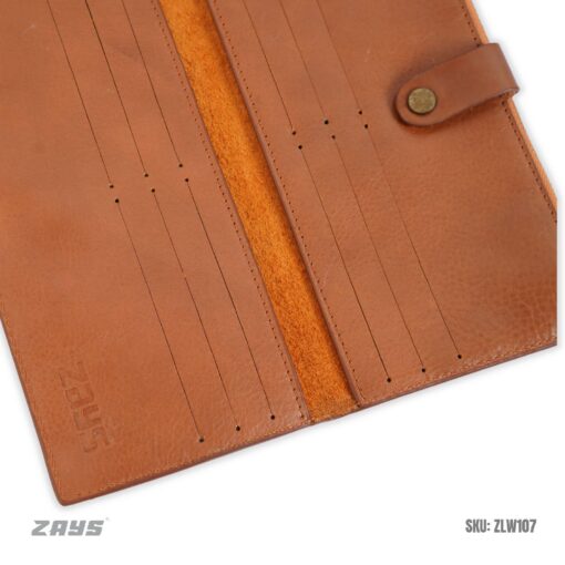 Zays Premium Full-Grain Leather Long Wallet - Elegant, Durable, and Functional (ZLW103-Brown) - Image 6