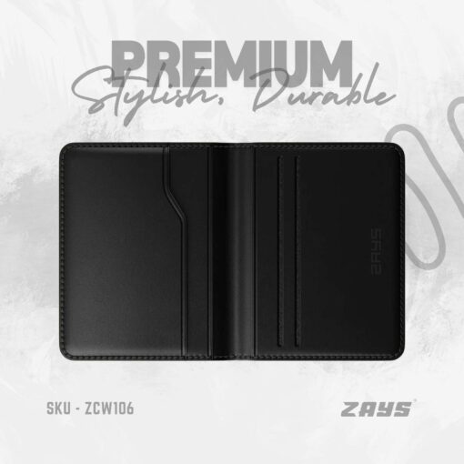 Zays Handcrafted Premium Leather Super Slim Card Holder Mini Wallet (CW106-Black) - Image 1
