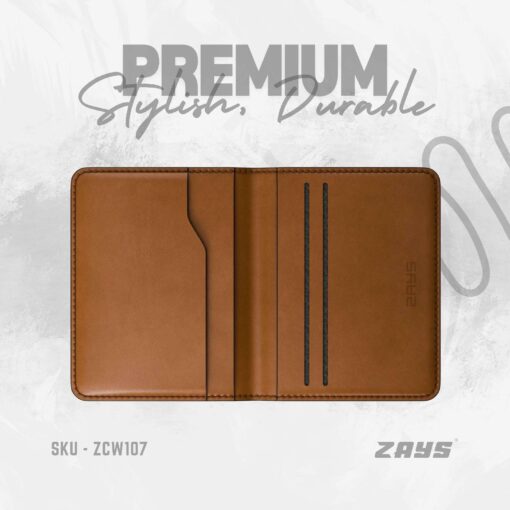 Zays Handcrafted Premium Leather Super Slim Card Holder Mini Wallet (CW107-Brown) - Image 1