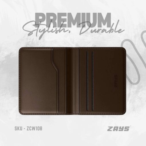 A (3) Zays Handcrafted Premium Leather Super Slim Card Holder Mini Wallet (CW108-Chocolate) - Image 1