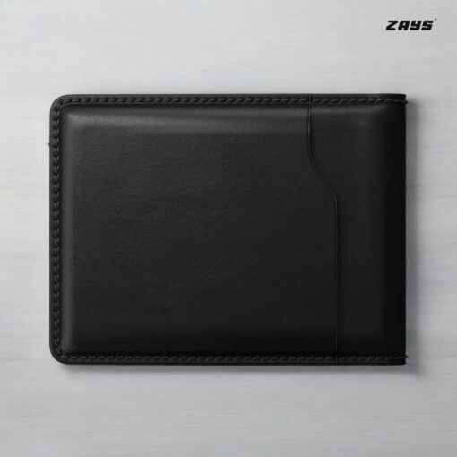 Zays Handcrafted Premium Leather Bifold Short Wallet (SW101-Black) - Image 8
