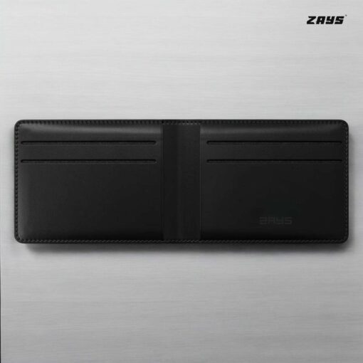 Zays Handcrafted Premium Leather Bifold Short Wallet (SW101-Black) - Image 7