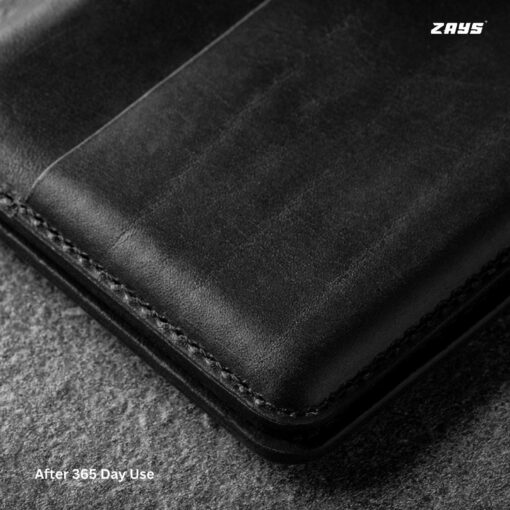 Zays Handcrafted Premium Leather Super Slim Card Holder Mini Wallet (CW106-Black) - Image 4