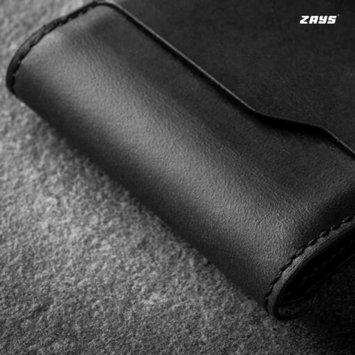 Zays Handcrafted Premium Leather Bifold Short Wallet (SW101-Black) - Image 2