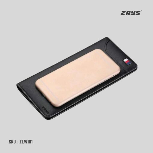 Zays Ultra-Thin Genuine Leather Long Wallet Slim, Durable with Multiple Pockets (ZLW101-Black) - Image 7