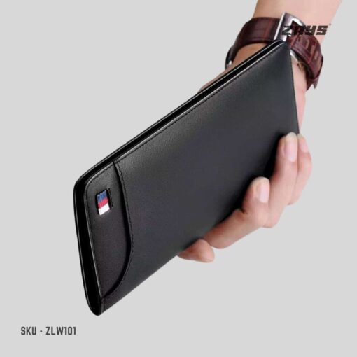 Zays Ultra-Thin Genuine Leather Long Wallet Slim, Durable with Multiple Pockets (ZLW101-Black) - Image 6